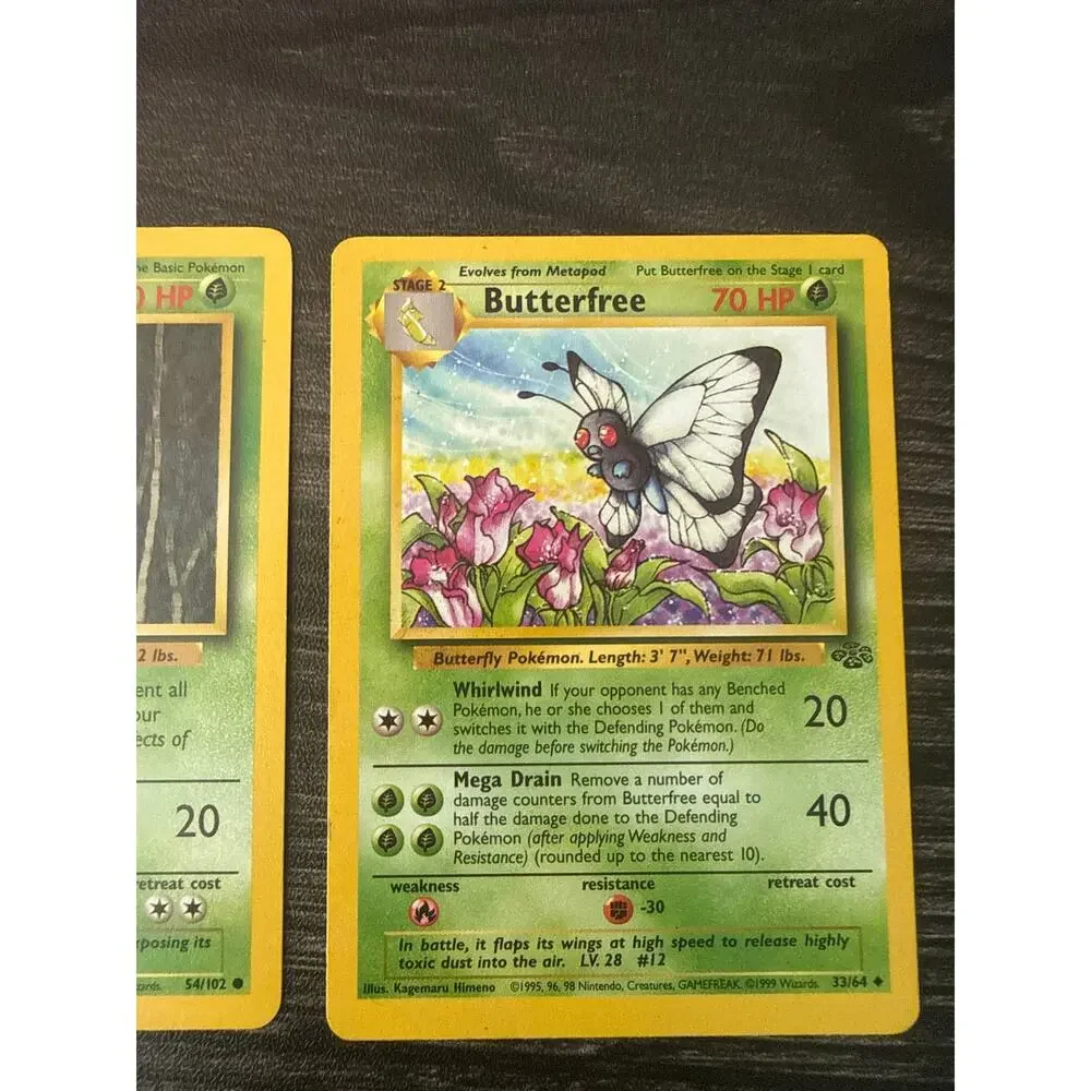 Vintage Pokémon Card Evolution Lot - Caterpie, Metapod, Butterfree WOTC + FREE